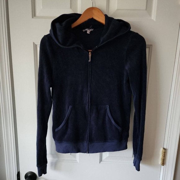 Tops - Juicy Couture Velour Velvet Zip Up Jacket Blue M Track Suit Jacket 90s Pink Lab